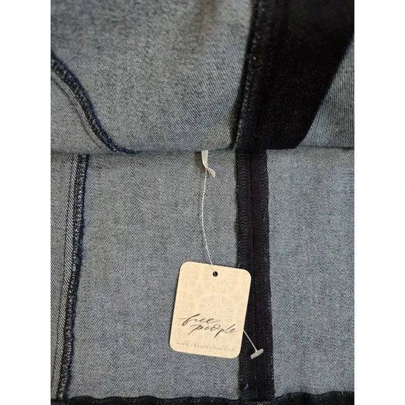 FREE People Decked In Shine Rhinestone Denim Open Back Top Size S NWT - Picture 7 of 8
